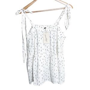 New with Tag Universal Thread Women's White Print Tie Shoulder Ruffle Blouse Top